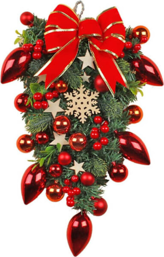 Julekrans med pynt, Juledekorasjoner, Julekrans til dør, Innendørs og utendørs dekorasjonshåndverk Wine Red