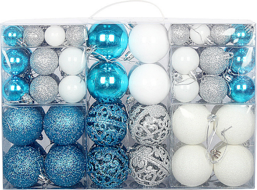 Julekulesett med 100 stk 3-6 cm rosa kuler, gjennombrutte julepyntkuler Blau