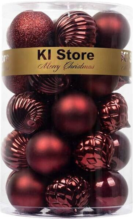 REMAKE Burgunder Julekuler 34 stk 6 cm Juletrærpynt