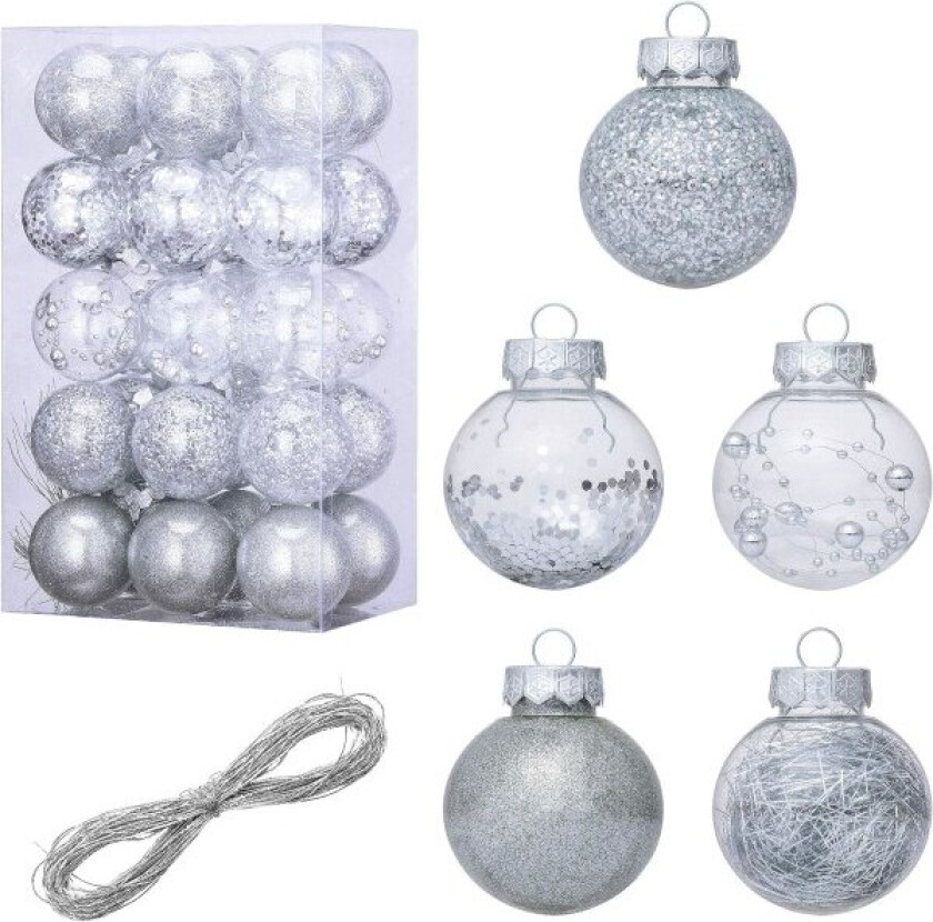 30 stk julekulepynt til juletre, knusesikker klar