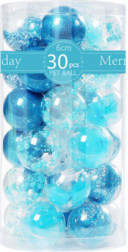 30 stk. Uslåelige klare plastjulekuler Dekorative julekulesett med fylte delikate dekorasjoner