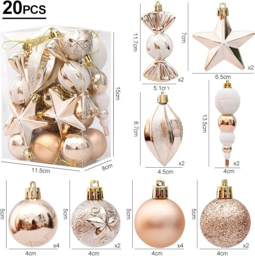 Julekuler Røde Suckerstang Hengepynt Store anhengsett Julepynt til hjemmet 2024 Natal Navidad Nyttår Champagne-20pcs3