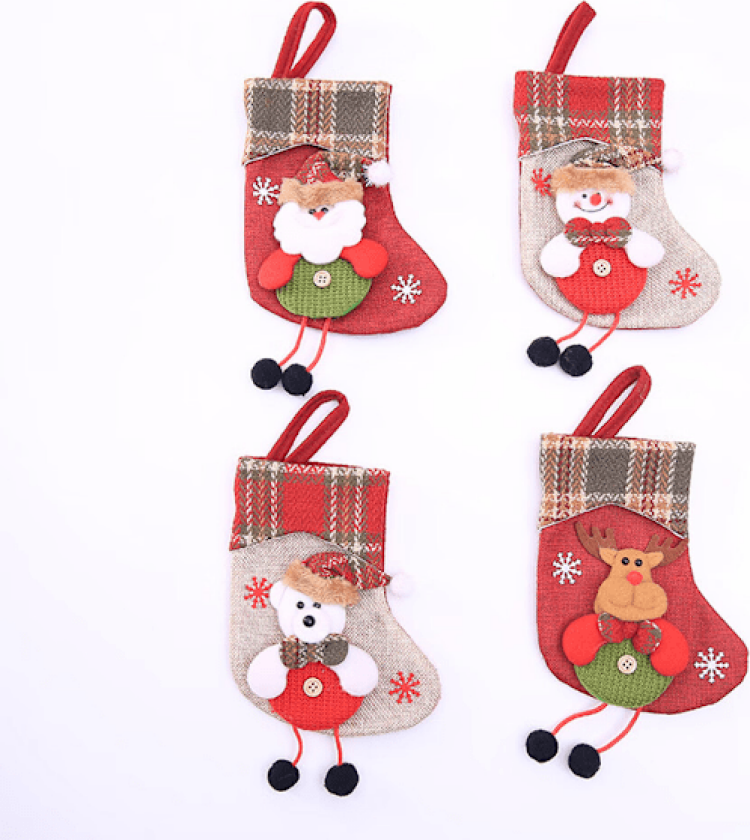 4 deler julekulestrømper hengende pose julekulestrømper 4 D