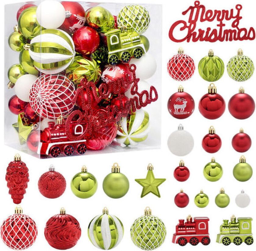 IC 65 stk. Julepynt til juletreet, sett med julekuler