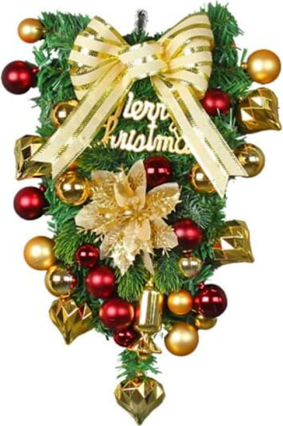 Julekrans Veggdekorasjon Ornament Kunstig Jul Tårekrans God Jul Inngangsdør Dekorativ-B