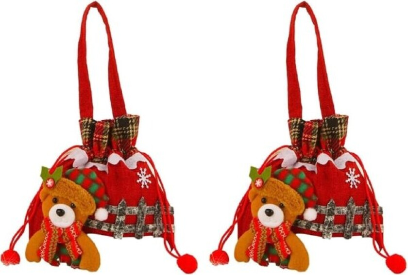 2 stk snømann dukkepose, juledukke dekor gavepose, snøring