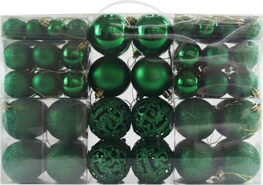 100 stk Julekuler trepynt, knusefrie juledekorasjoner sett med gjenbrukbar håndholdt gavepakke E