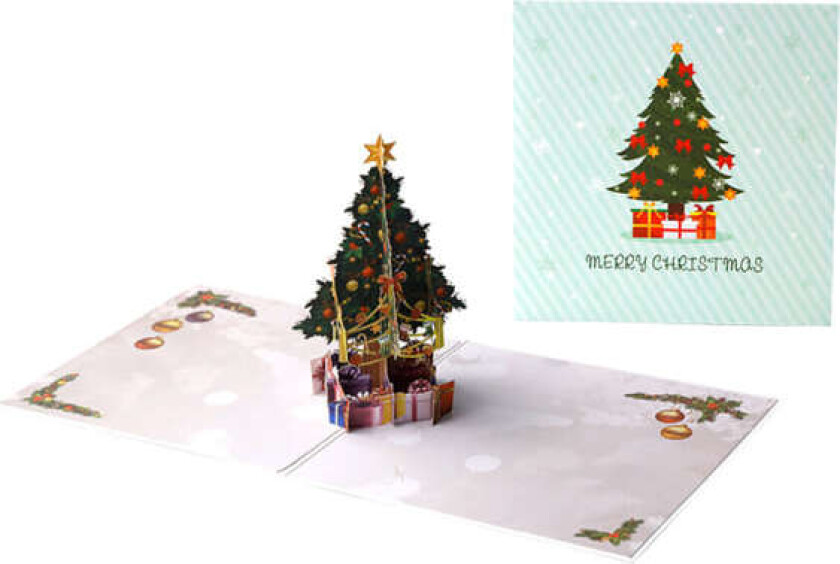 Julekort med juletrær som popper opp, 3D popup-gratulasjonskort for
