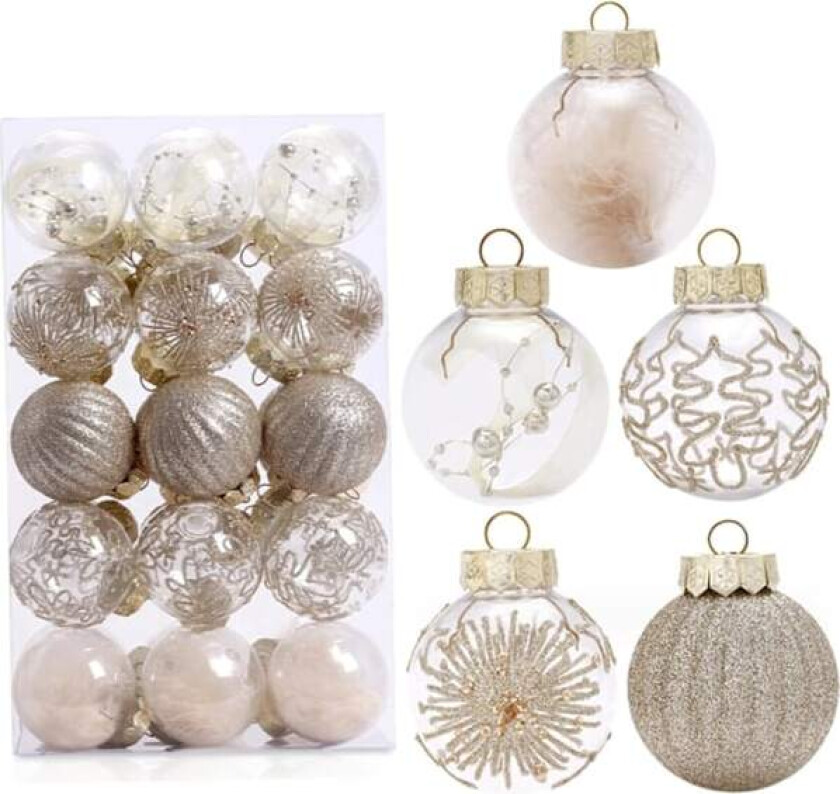Gylne julekuledekorasjoner 30st 2,4 tommer med fyllende delikate dekorasjoner for feriefødselsdag bryllupsfesttilbehør Balldekorasjoner