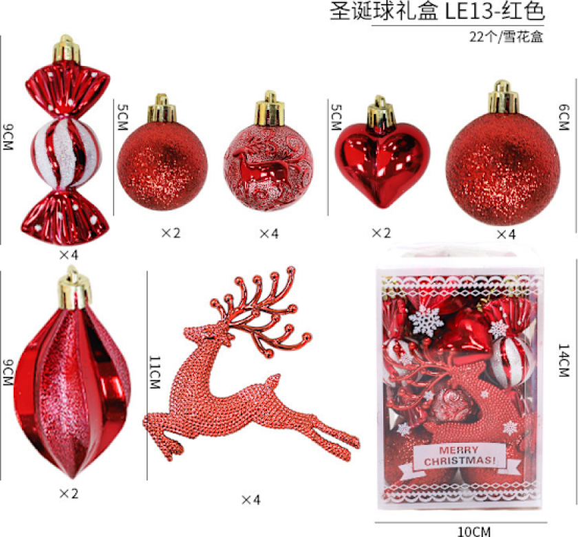 Julekuler Juletrærpynt Fargerike Kuler Henger Julemateriale Tilbehør DIY Julepynt A