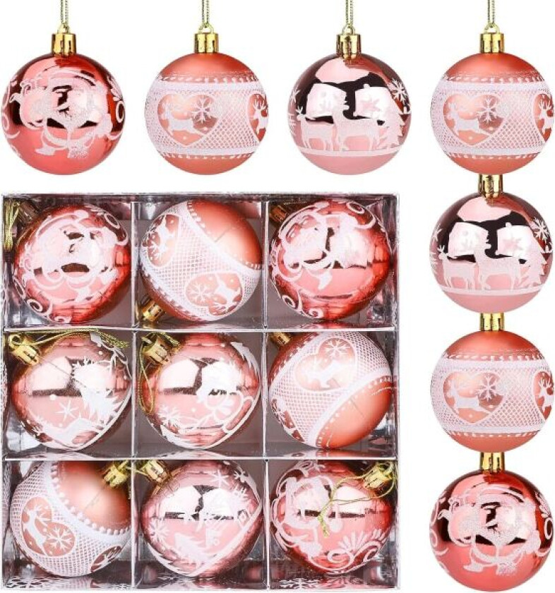 9 Rosegull Julekuler 6cm Julekuler Pynt Sha