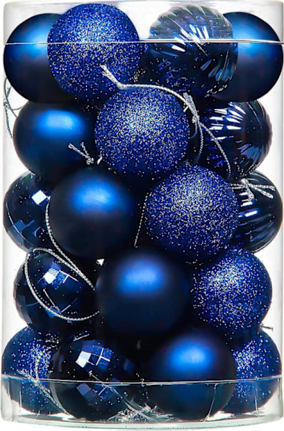 Julekuler - 34 stk. Uknuselige Plastjulekuler med Hengeløkke