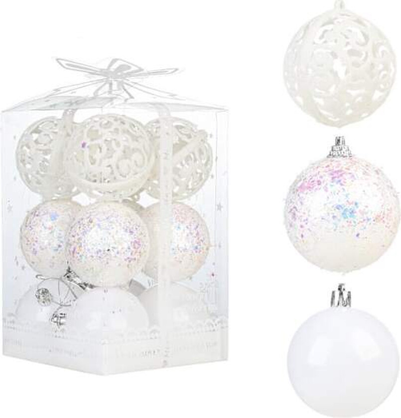 12 stk Julepynt, Julekule Henger Tilbehør, Juletrepynt, Julekule Gaveesker Transparent Plastkuler (6cm)