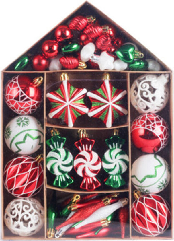 73 stk julekulepyntsett for juletrepynt og gaver blå