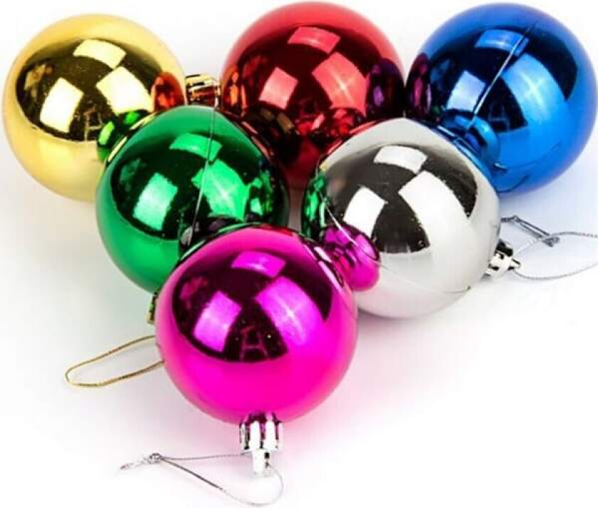 24 stk 4 cm blandede farger elektroplettet julekulepynt, festlige ornamenter til treet og hjemmet