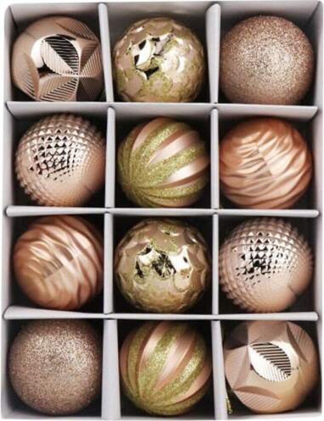 Julepynt 6cm 12 stk Julekule Gaveeske Malte Sett Juletrepynt Henger Ferievindu Layout