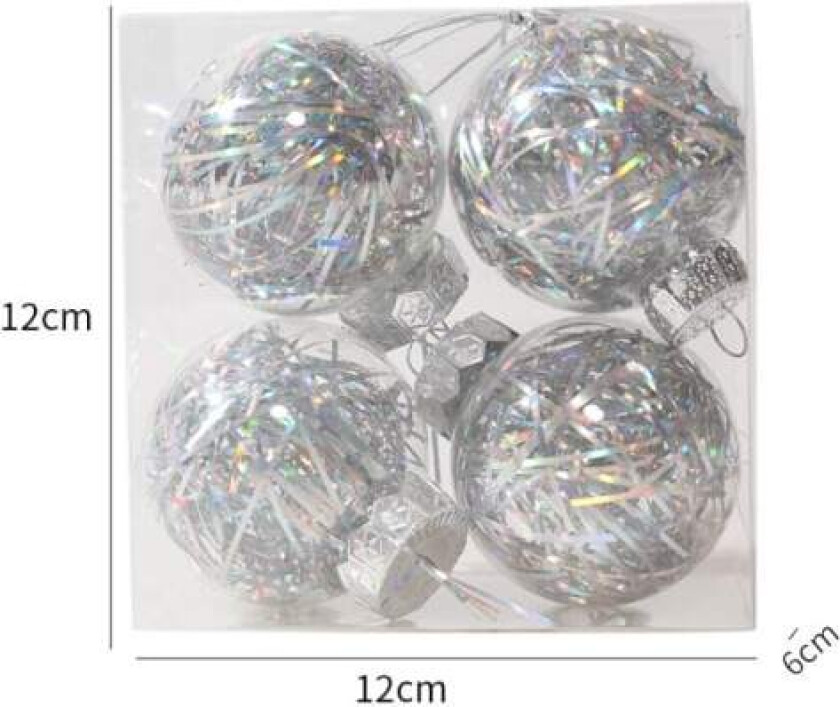 4 stk. plast julekule hengende juletreballfest