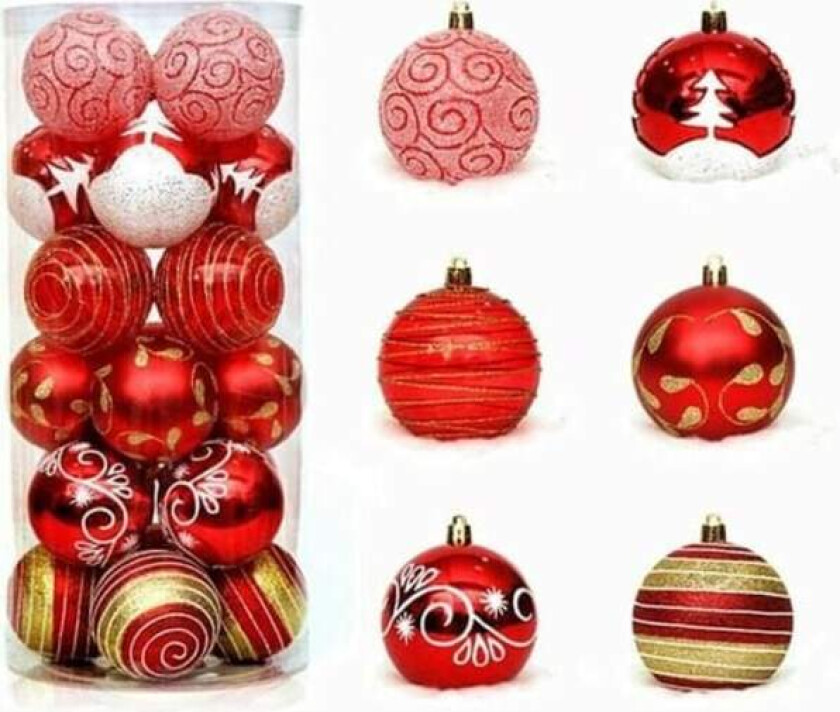 Julekule Baubles, 2,36\" Shatterproof Glitter Powder Paint Henge Baubles Anheng for Juletredekorasjon(24"