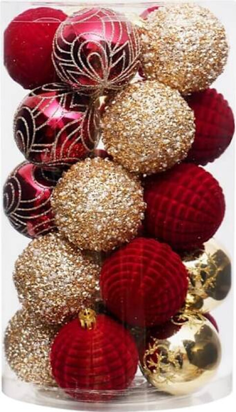 25 stk Julekuler, Gjenbrukbare Uknuselige Trepynt til Fest & Festival Burgundy gold