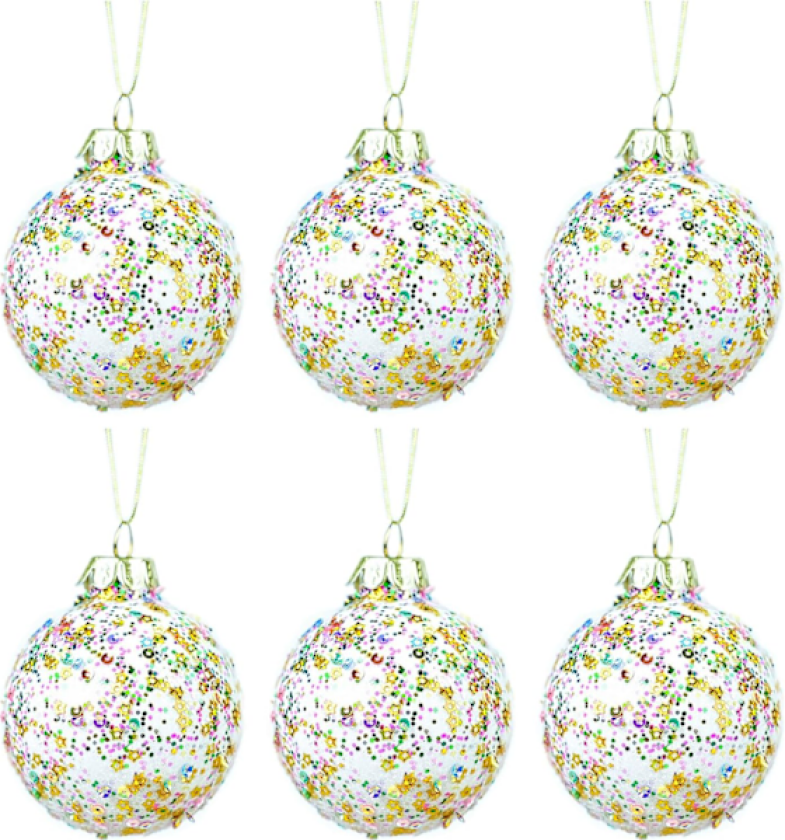 2.76 TOMMER Hengende Julekuler, Glitter Glasspynt til Juledekorasjon (D) D