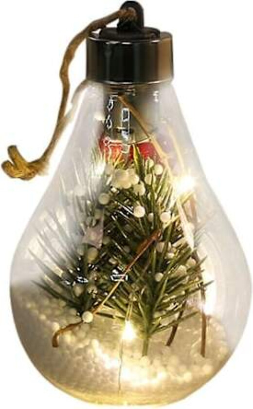 Julekule med LED-lys, Transparent julekule, Juletrepynt, Glødende
