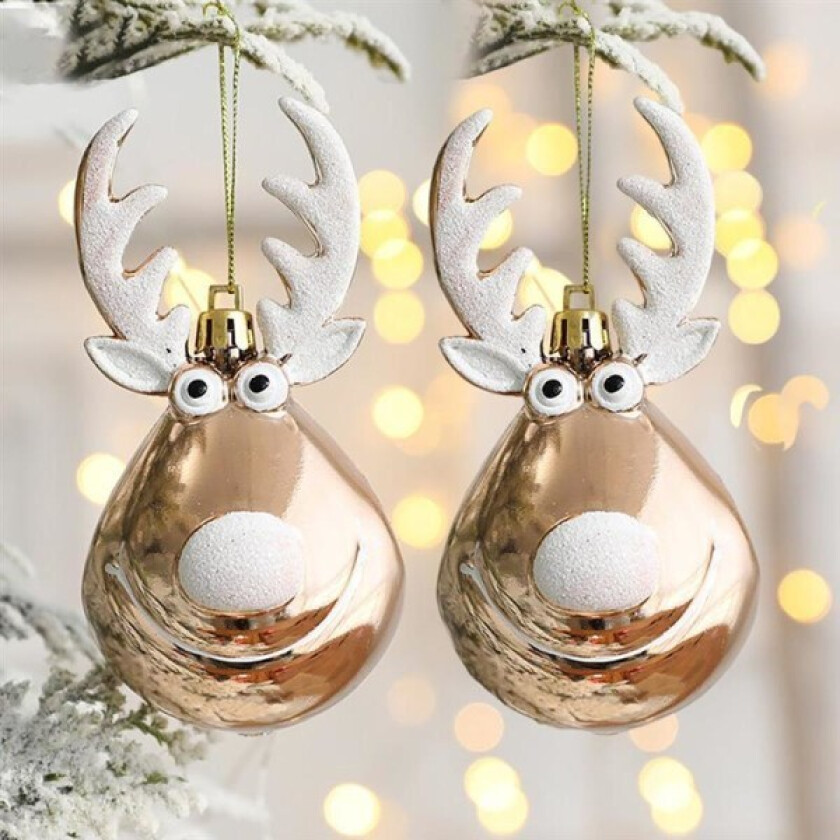 4 PCS Elg Julekuler Ornamenter Xmas Tre Henge Bauble