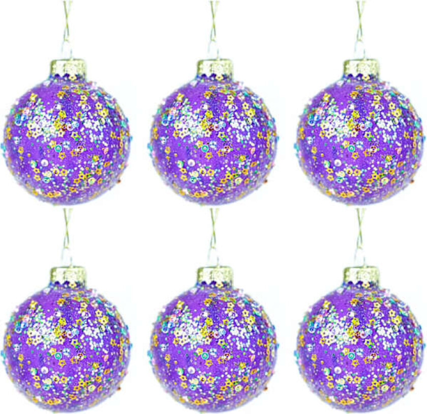 2.76 TOM Hengende Julekuler, Glitter Glasspynt til Juledekorasjon (A, 6 stk) A