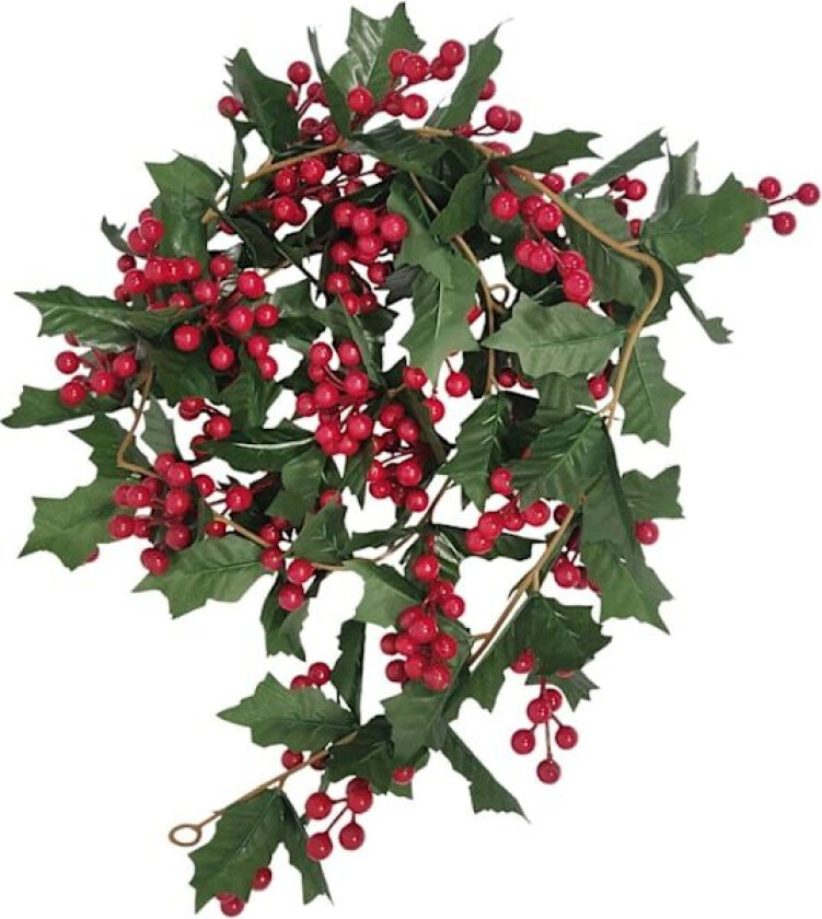 Julekrans, Rød Bærkrans, 170cm, Kunstig Kristtorn Og Bær, Innendørs Og Utendørs Julekrans, Hengende Snøre, Hagedekorasjon For