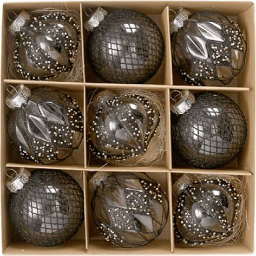 Julepynt, gjennomsiktig malt julekulesett, juletrærtilbehør-anheng Schwarz