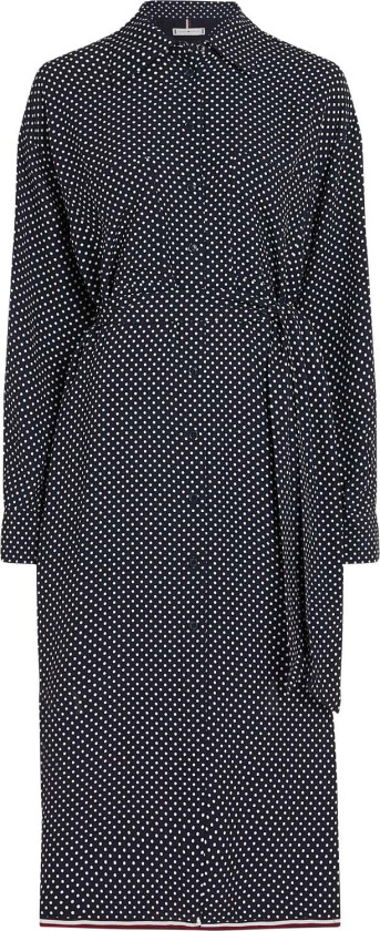 Polkadot Midi Shirt Dress LS Str 40/R - Midi Kjoler