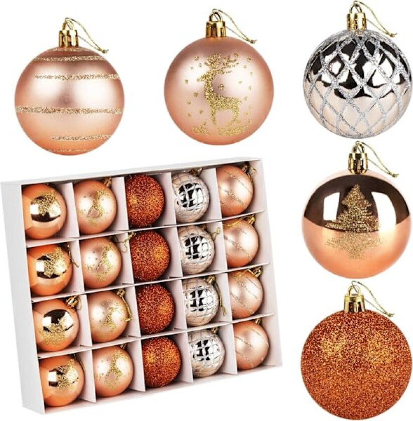 20 stk Julekuler 6cm Juletrepynt Uknuselige Kuler for Julehengende Dekorasjoner Festival Feriedekor