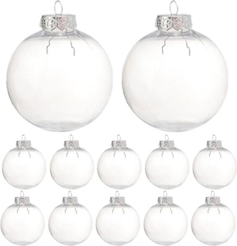 15-pakning tomme julekulepynt hengende kuler fyllbare juletrepynt (8X 8cm, gjennomsiktig)