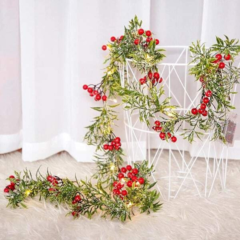 Julekrans, 1,8 m julekrans med røde bær