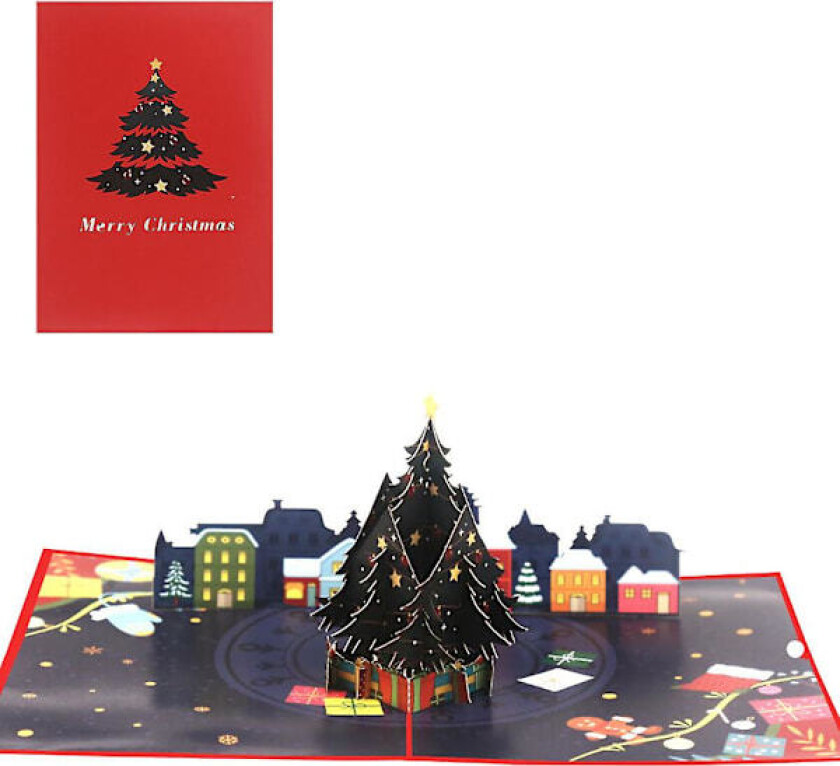 Julekort med 3D-effekt, håndlagde gratulasjonskort for jul og vinterferie
