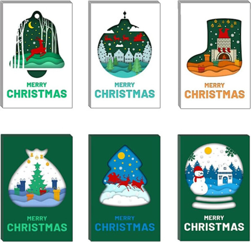 24 stk julekort eller gratulasjonskort, håndlagde gratulasjonskort med blanke