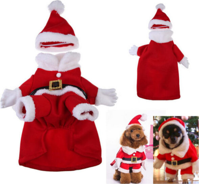 Pet Julekostymer Hundekostyme med Kappe Julenisse Kostyme Hund Genser Katte Julekostymer