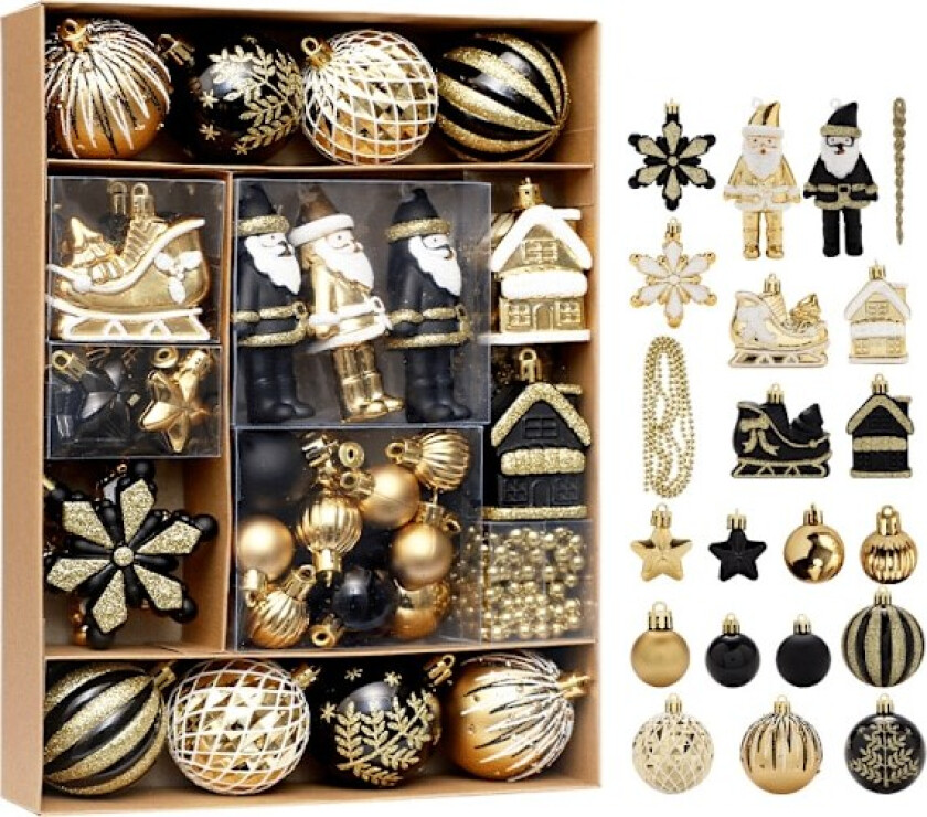 50 stk. Julepynt, Malte Julekulesett, Julebærtpynt