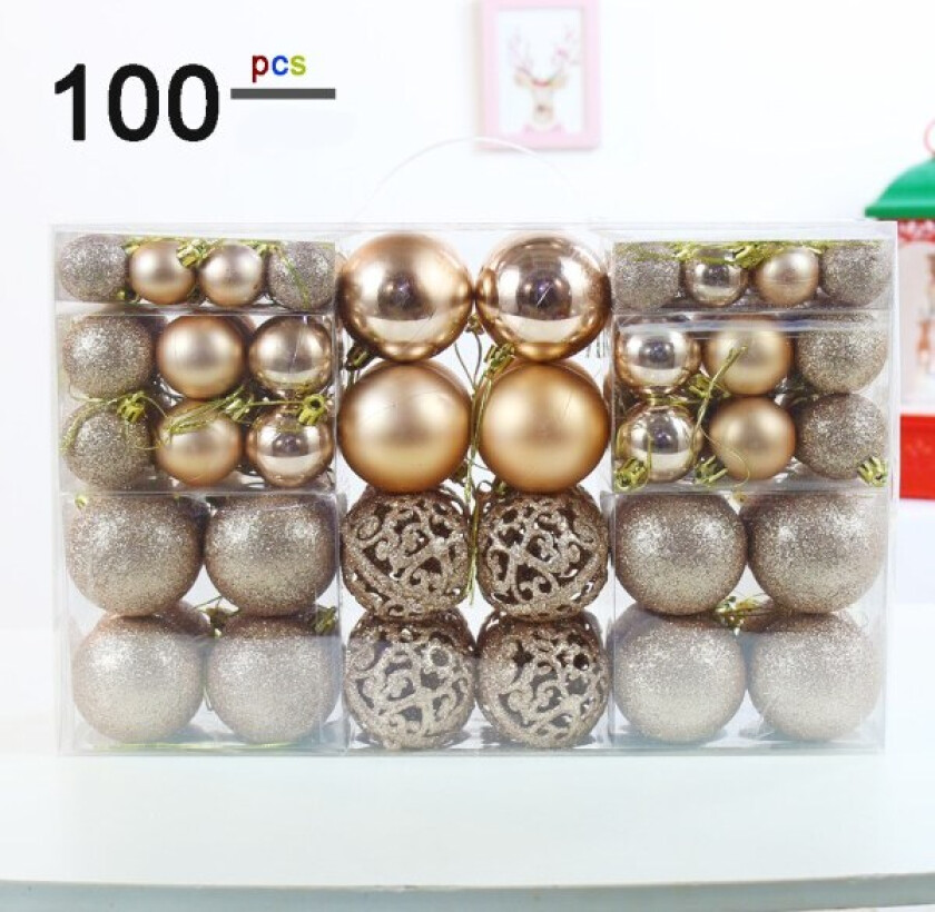 100 stk Champagne Julekuler i Ulike Størrelser, Uknuselige