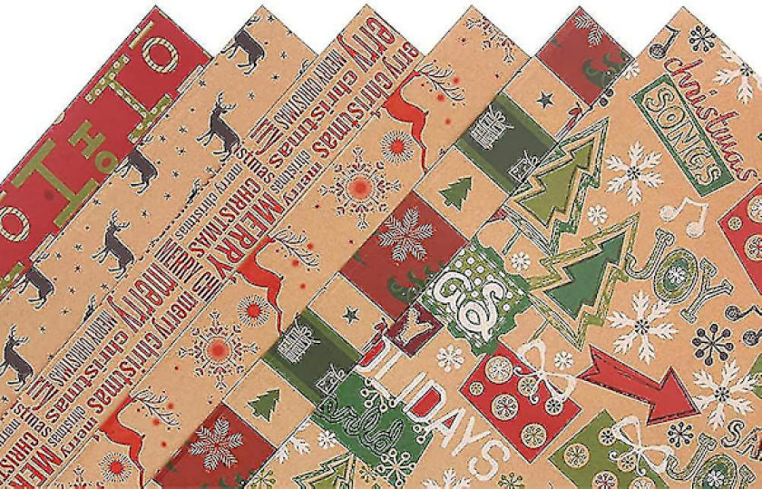 6 stk Julegavepapir Gjenbrukt Vintage Gavepapir 20 X 28 Tommer