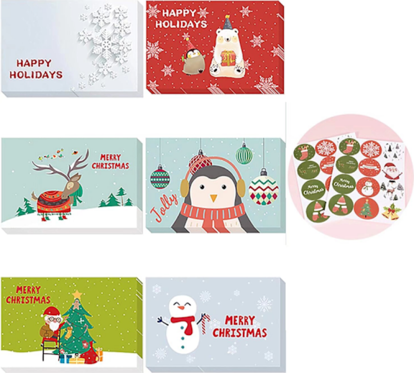 24 stk julekort eller gratulasjonskort, håndlagde gratulasjonskort med blanke