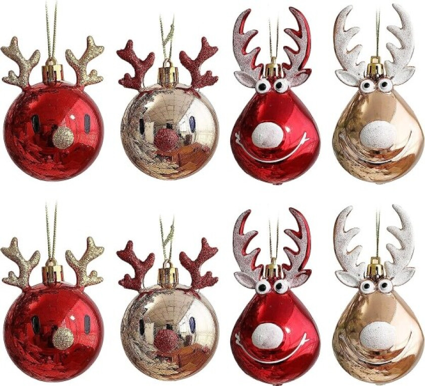 8-pakke med uknuselige julekuler til juletreet