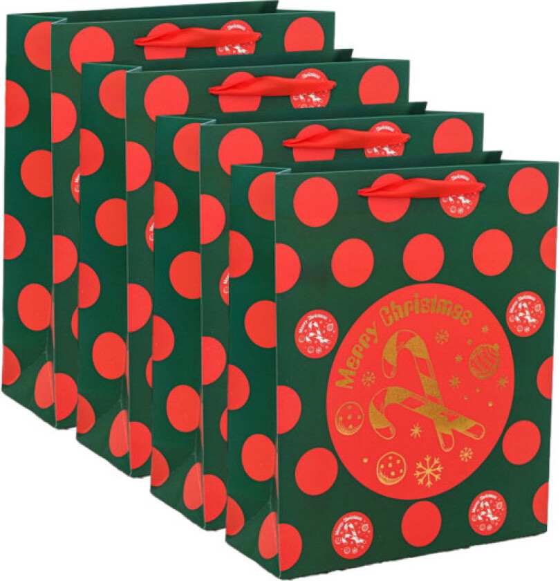 4 stk gullstempling gavepose med juleelementmønster Gavepose Barneleketøy bærepose