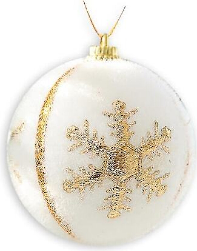 Julekuler av skum 6 cm x 6 med gullglitter og julemønster