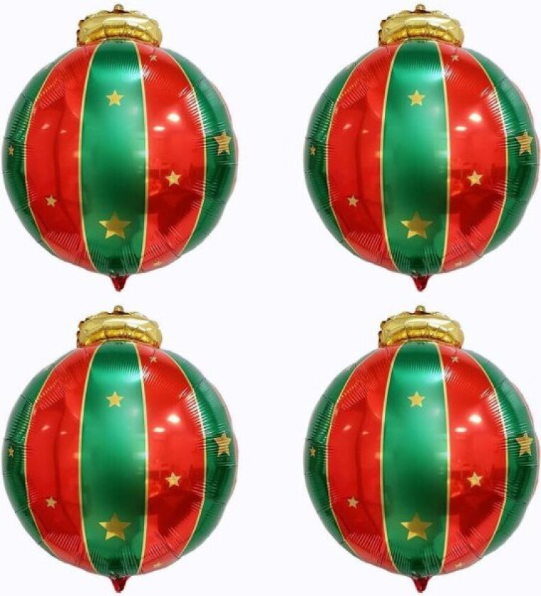 4 stk. hengende julekuler store juleballonger Aluminiumfolie