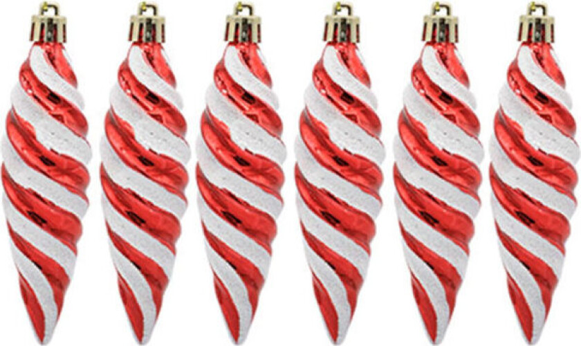 Set med 6 julekuler, julepynt, tilbehør, malte spiraltråder, julekuler, (6 røde)