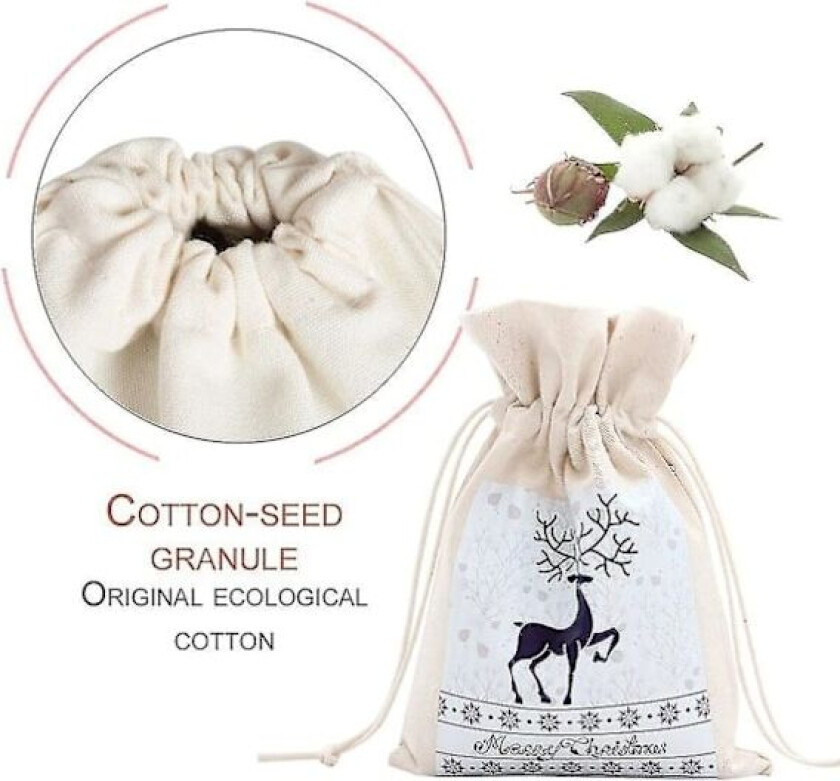 Unik Stor Julegavepose Hjemmefest Vintage Trekkstreng Lerret Gavepose