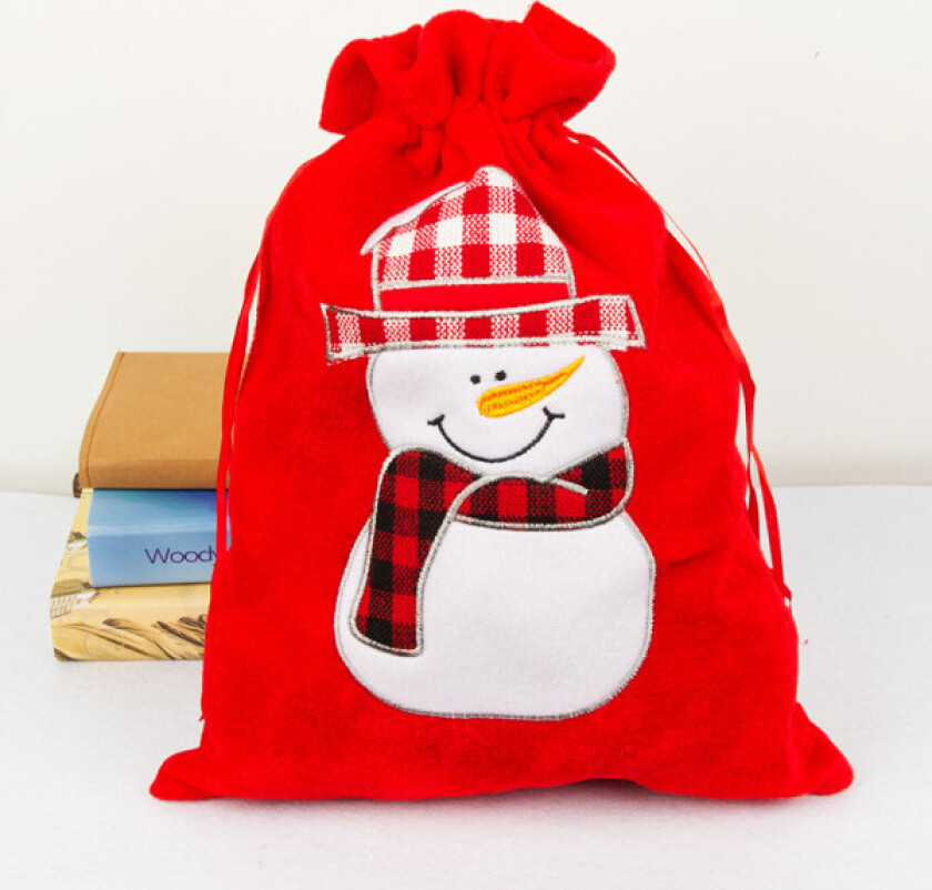 1 stk Liten Julegavepose Gull Fløyel Brodert Gavepose C