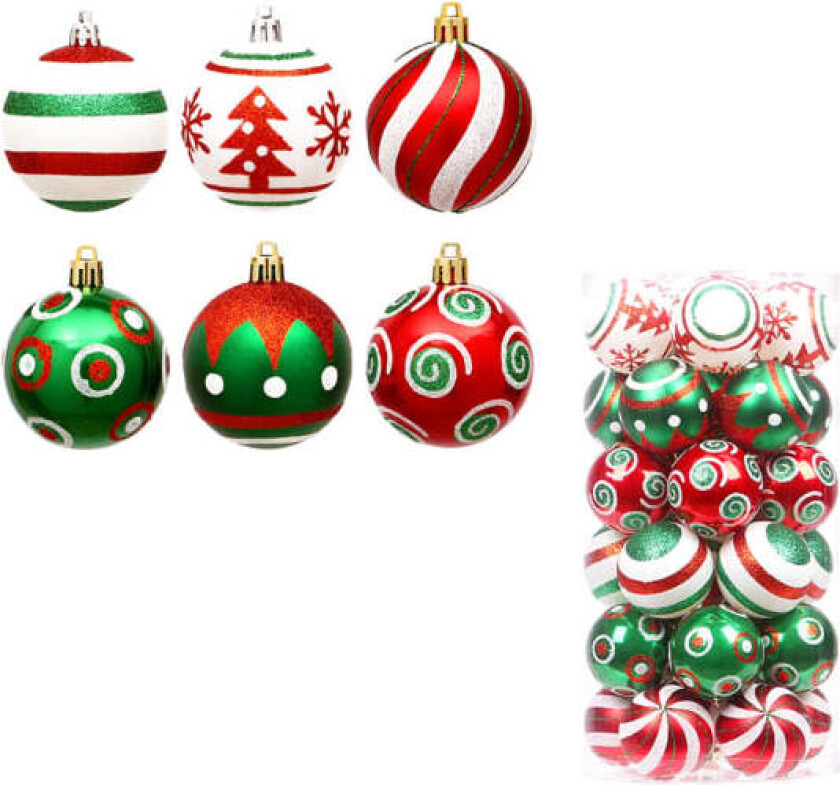 30 stk julekulepynt til juletreet, 2,36\" knusesikre"