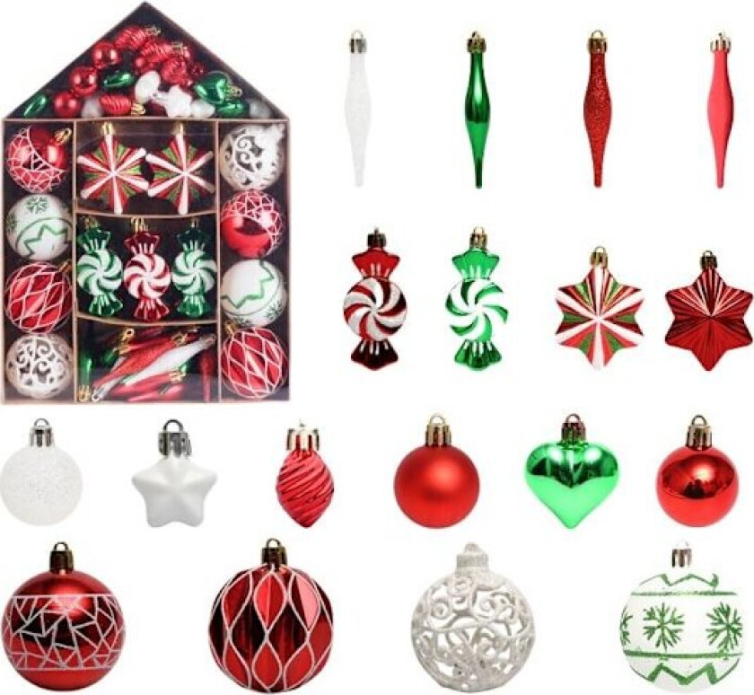 73 Julekulespynt, Juledekorasjon, Håndmalte Julekulesett for Hjemmet Grün