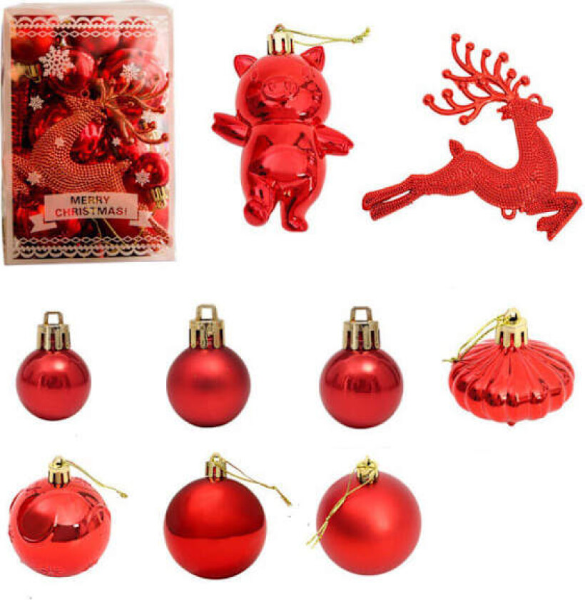 30 stk Julekuler Dekorasjon, Juletre Kule Sett (rød), Tre Dekorative Kuler, Juletre Kule Ornament, For Juletre Henger